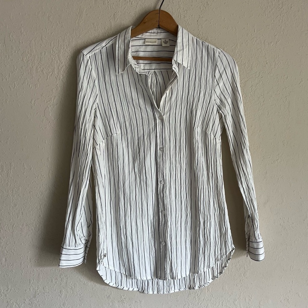 Neutral Striped Button Down Top - image 1
